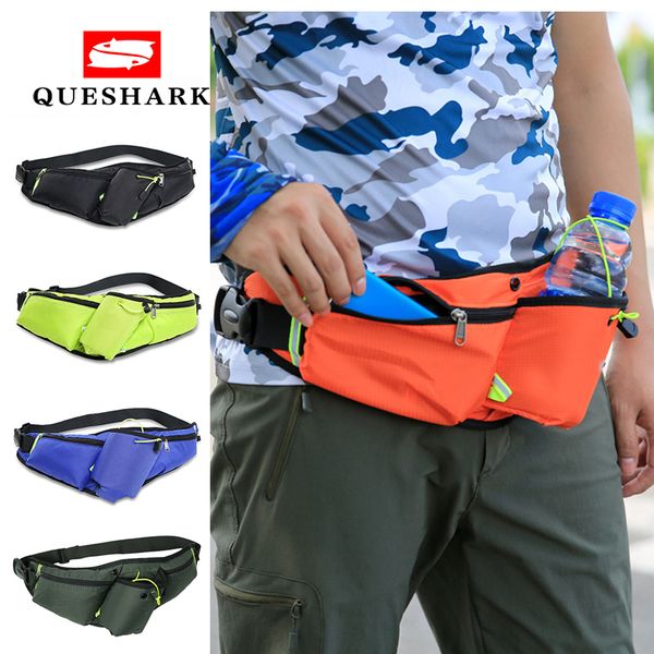 

reflective waterproof running waist bag with water bottle holder cycling fishing sport waist pack marathon pouch 6-inch