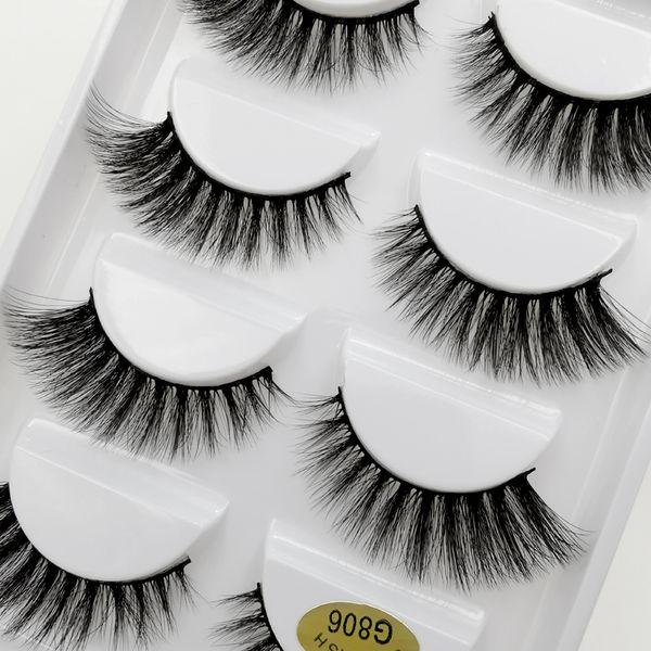 

5 pairs mink eyelashes 3d natural false eyelashes soft 3d mink lashes fluffy false eyelash extension makeup kit maquiagem g806