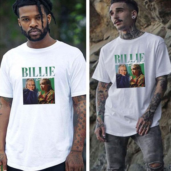 

new men and womens fashion billie eilish head arc hem t-shirt summer short-sleeved shirt t-shirt m-xxl, White;black