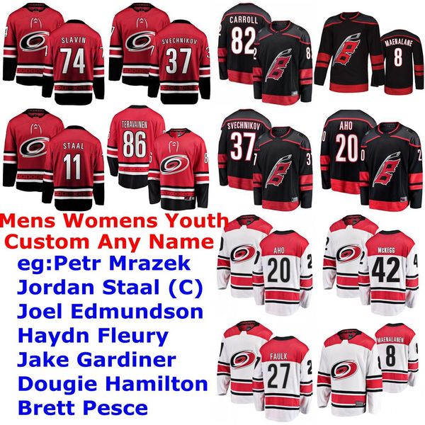 

carolina hurricanes jerseys womens joel edmundson jersey haydn fleury brett pesce dougie hamilton gardiner hockey jerseys custom stitched, Black;red