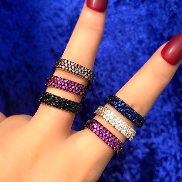 

luxury circle wide square rings for women full pave micro cubic zirconia stone gold color punk charm engagement wedding jewelry, Golden;silver