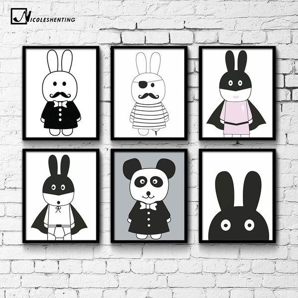 

nicoleshenting cartoon pirate hero rabbit minimalist canvas poster nordic art painting wall picture children room decoration