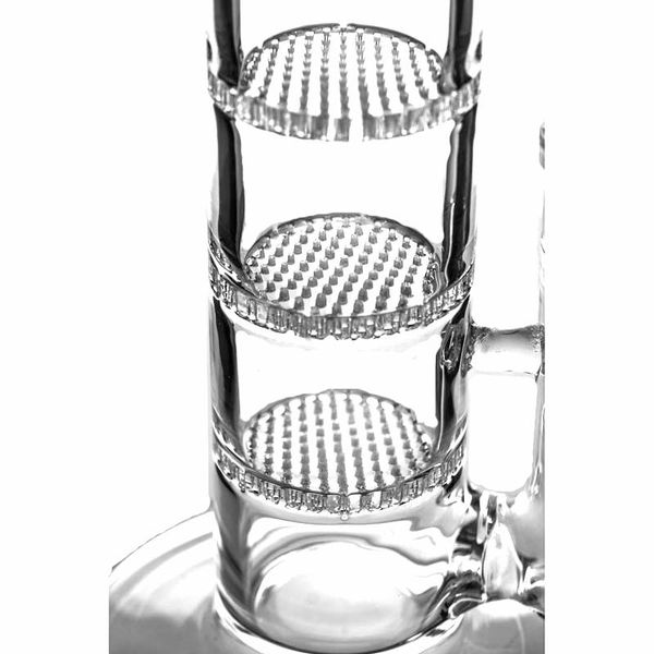 Drei Honeycomb-Wasserpfeifenbongs, 16-Zoll-GLASWASSERROHR mit Spritzschutz, HQ-Bubbler-Dab-Rig