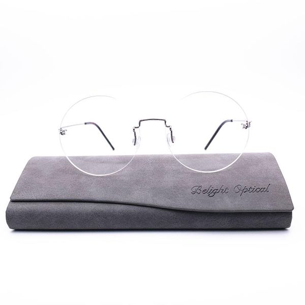 

belight opitcal denmark screwless rimless men round optical frame prescription spectacle frame glasses transparent eyeglasses, Black