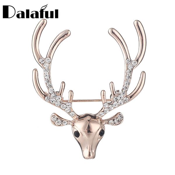 

dalaful vivid deer antlers head brooch pins animal scarf clip brooches women jewelry accessories wedding pins z039, Gray