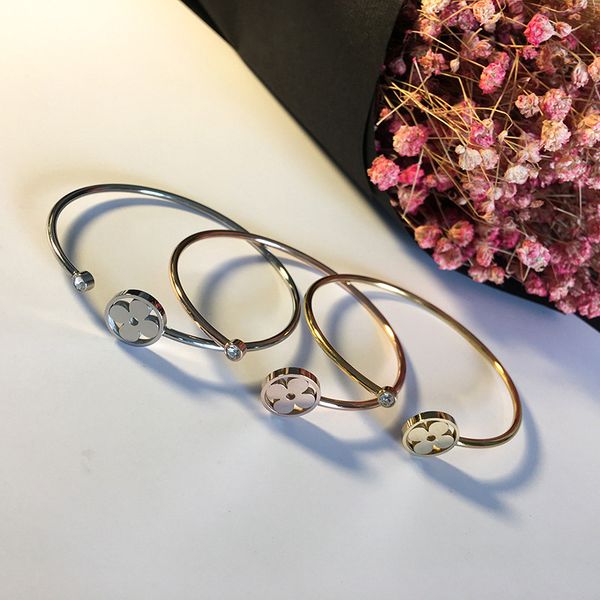 

New Stainless Steel Zircon Opening Gold Bracelet for Women Fashion Minimalist Designer Brand Jewelry for Women with Box