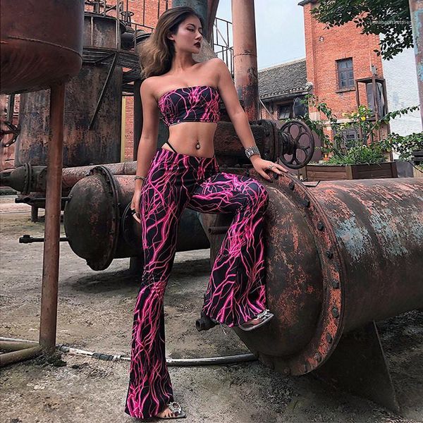 

print suits strapless crop long pants womens clothing womens designer two piece pants fashion geometric, White