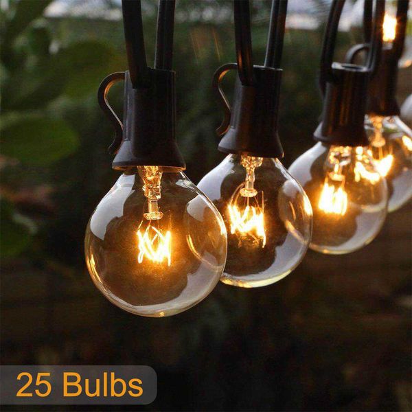 

25ft patio string light christmas g40 globe festoon bulb fairy string light outdoor party garden garland wedding decorative