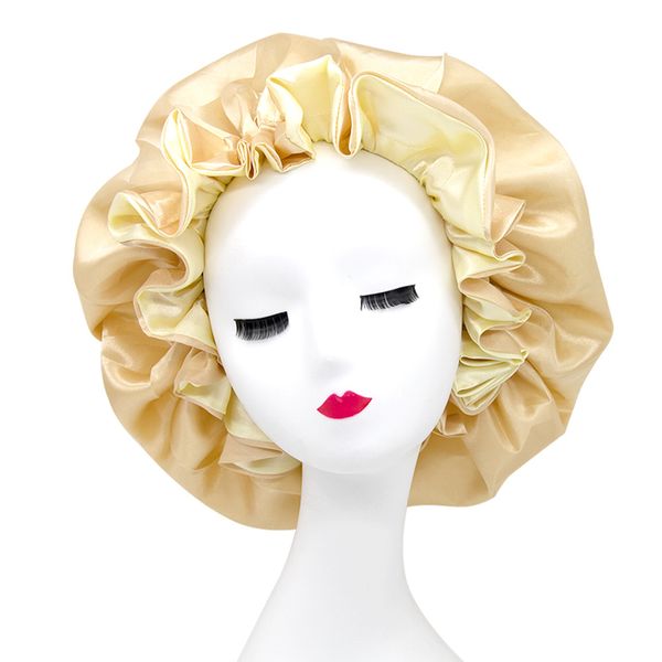 

2020 extra large double satin night cap round cap hat head wrap chemo solid color bandana muslim scarf girl cap, Blue;gray