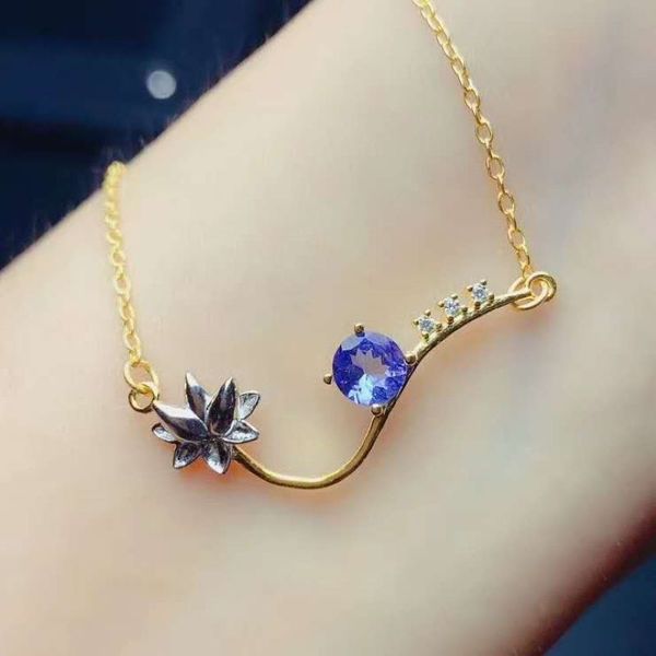 

chains plant tanzanite necklace for women party anniversary s925 sterling silver fine jewelry elegant real gemstones certificated gifts