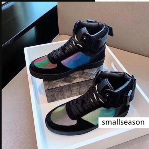 

2019 arrival rivoli sneaker boot rainbow trainer for mens and women calfskin high sneakers flower motifs vintage trainers q01, Black