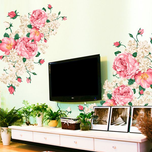 

60x90 cm античный стиль пвх съемный non toxic diy цветочным узором стикер стены