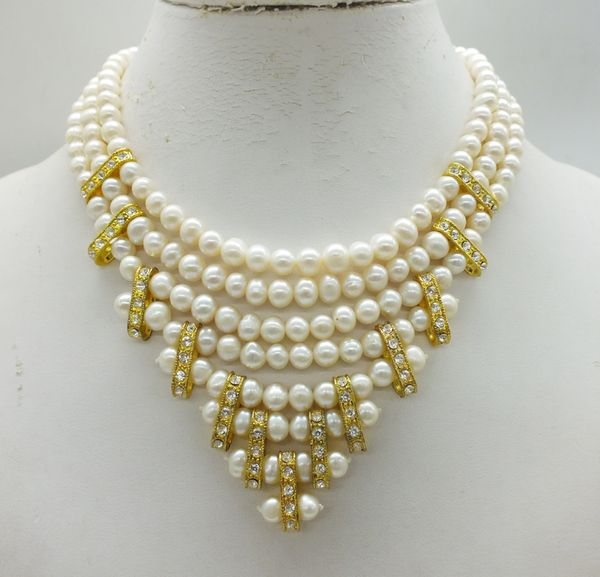 

the most exquisite, bridal necklace, natural white pearl11, Golden;silver