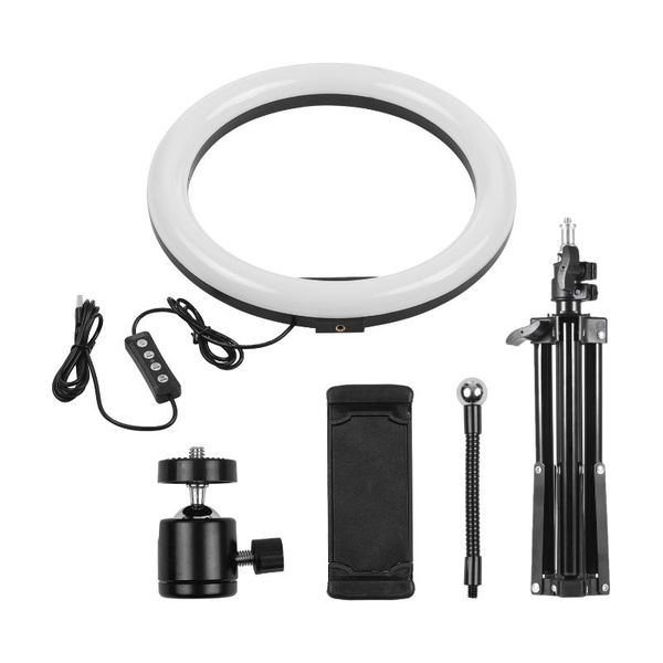 

14 inch 10w dimmable 2700-5500k color temperature led ring selfie light fill-in lamp with ballhead cell phone holder pgraphy