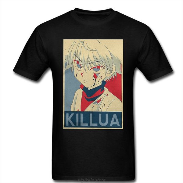 

men t-shirts hunter x hunter killua cotton tee shirt short sleeve zoldyck anime manga japan hunters hxh t shirt round collar top