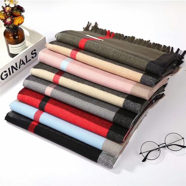 

2018 winter cashmere scarf high-end soft thick cashmere scarf fashion men's and women's scarf 200*70cm, Blue;gray