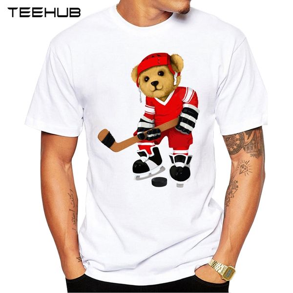 

новые поступления 2019 teehub прохладный мужская мода шайба медведь дизайн футболки с коротким рукавом o-образным вырезом топы hipster tee