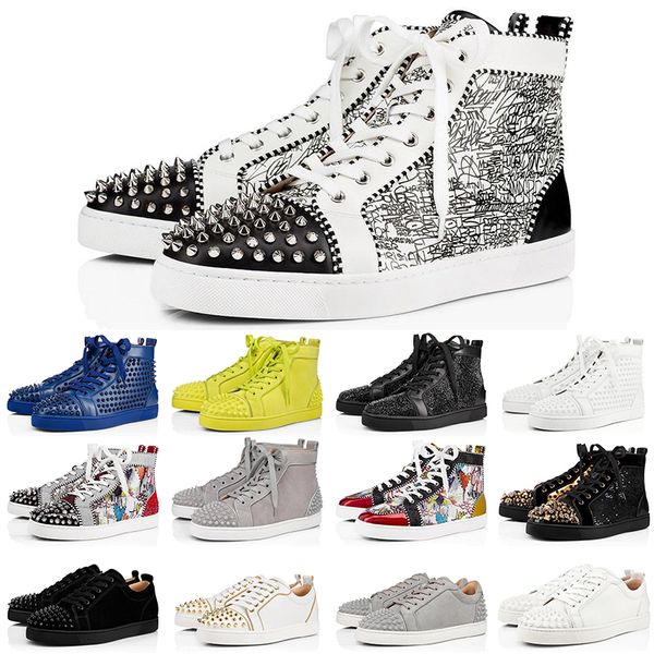 

случайные кроссовки женских красной нижних обувей шипованных шипы обувь для мужчин и женщин, обувь партии свадебного кристалла кожаных кросс, Black