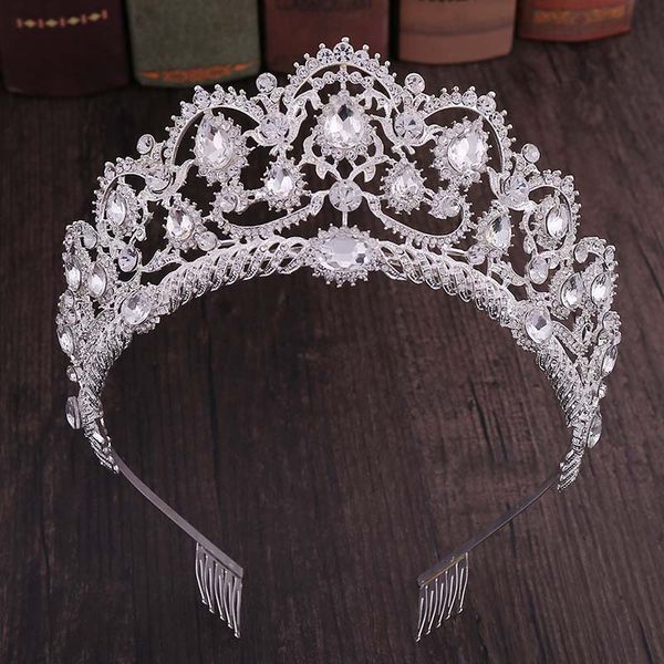 

baroque red crystal tiaras vintage rhinestone pageant crowns with comb bridal headpiece wedding hair jewelry accessories vl, Golden;silver