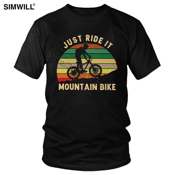 

vintage mountain biking t shirt men retro mtb tee distressed design summer bike t-shirt just ride it short sleeves cotton