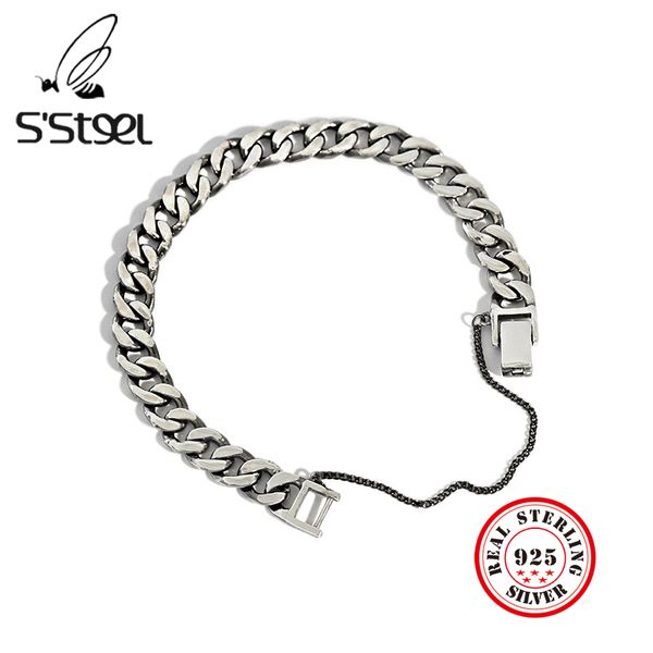 

ssteel 925 sterling silver bracelets for women men pulseras mujer moda 2019 plata lovers gift silber 925 schmuck punk jewelry, Golden;silver