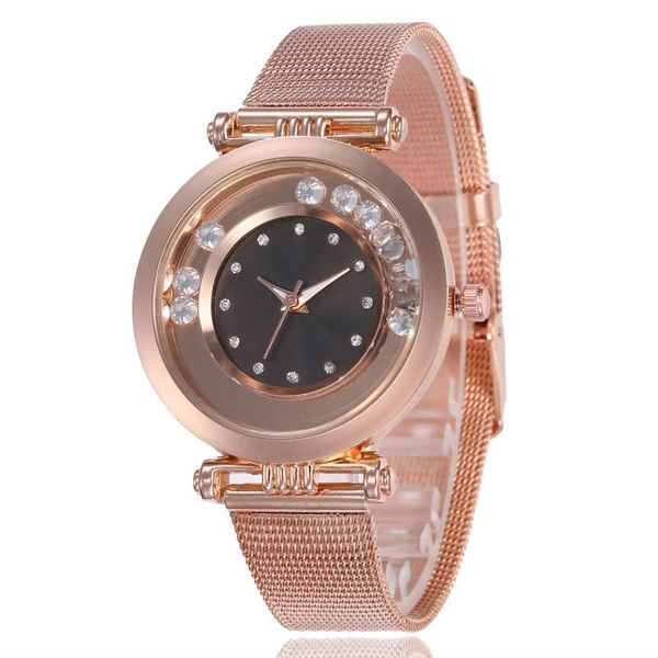 

2020 fashion rushed shopee vibrato voice net belt beads ladies watch red diamond female student quartz watches, Slivery;brown