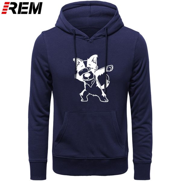 

man funny dabbing border collie dog graphic long sleeves crewneck cotton style hoodies, sweatshirts rem fleece full print