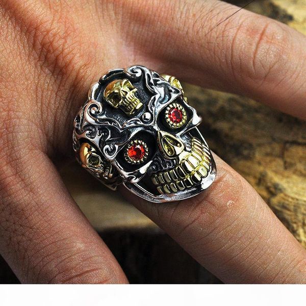

gagafeel vintage cool open jewelry skull rings 100% real 925 sterling silver thai rings for men women fashion charms drop ship d19011502, Slivery;golden