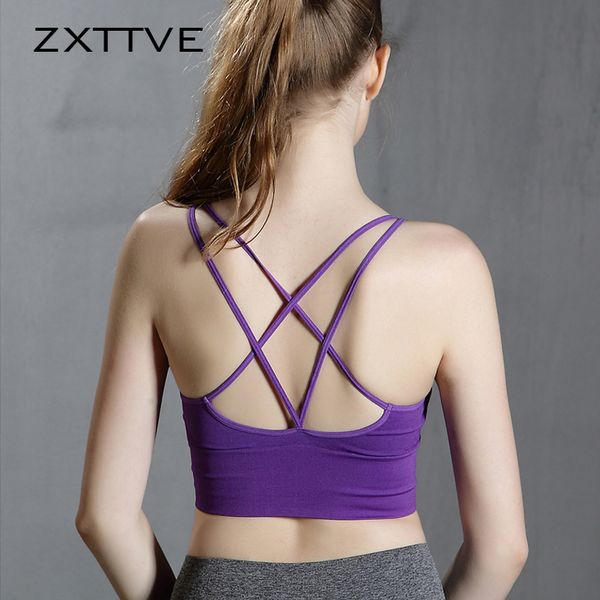 

женская съемные подушечки yoga top cross strappy вернуться спорт бюстгальтер, White;black
