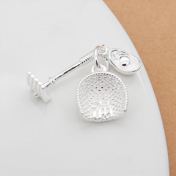 

S925 sterling silver lucky ingot accessory dustpan rake pendant personalized transfer ethnic style digging pendant accessories Qy6K0