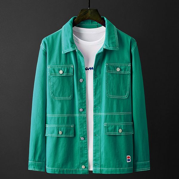 

spring autumn men's denim jacket casual stand collar denim jacket men's slim retro jeans short, Black;brown