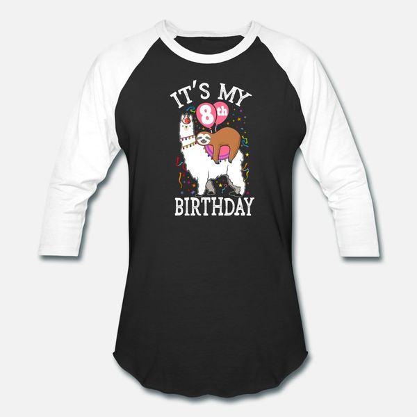 

kids 8th birthday sloth llama birthday gift t shirt men knitted cotton size s-3xl vintage interesting new style summer style pattern shirt