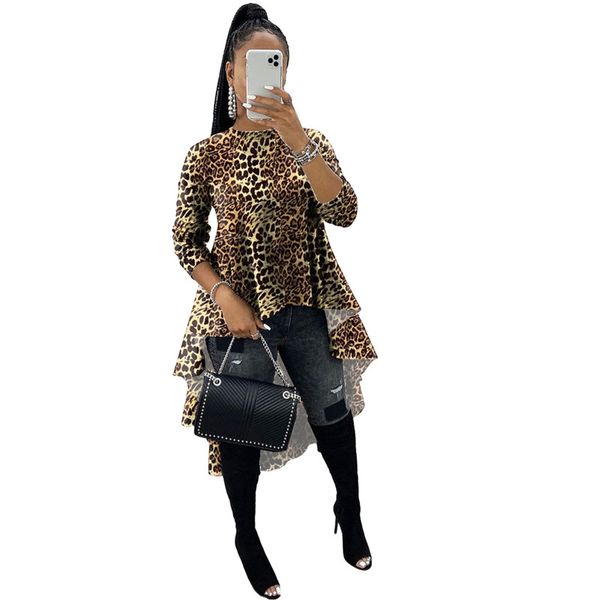 

мода женщин камуфляж печатные tshirt leopard crew neck женские топы повседневная нерегулярное дизайнер womens дряблая тройники, White