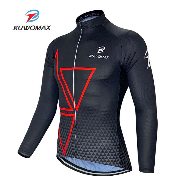 

kuwomax men's summer spring long sleeve cycling jersey quick dry outdoor sportswear clothing mtb bicycle shirt cycling clothing, Black;red
