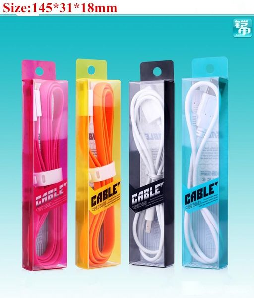 

145*31*18mm colorful luxury pvc plastic retail package packing box boxes for samsung htc nokia micro iphone 6 5 1m 3ft usb data cable 200pcs