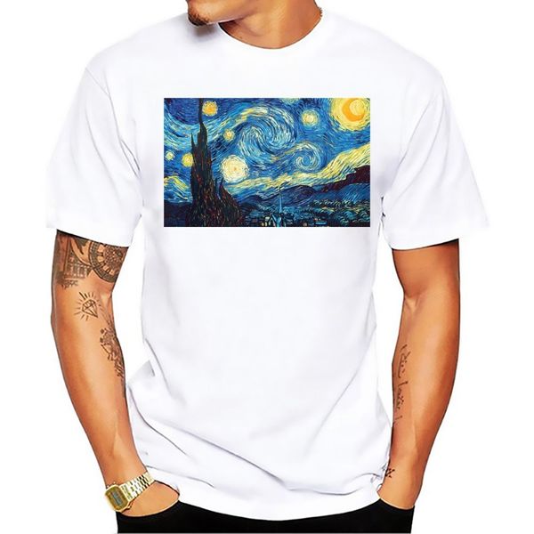 

high definition vincent van gogh famous the starry night artistic t shirt men jollypeach brand new white casual homme tshirt