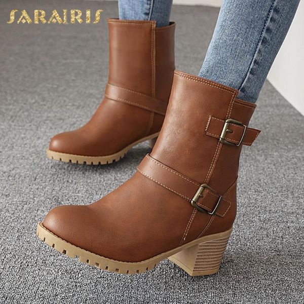 

sarairis 2020 leisure big size 43 winter shoes women fashion non-slip short boots, Black