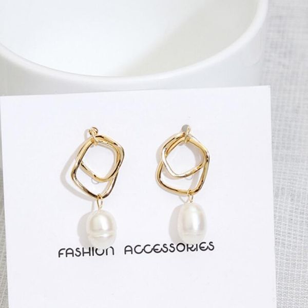 

jewelry s925 sterling silver needle earrings pearl geometry shape charm earrings for women fahsion, Golden