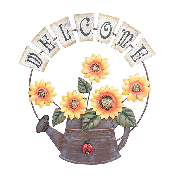 

craft welcome sign iron sunflower wall hanging pastoral decorative home decor