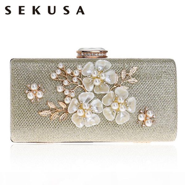 

sekusa shell flower women evening bag sequined diamonds small party wedding handbags for 2017 female clutch purse bags y18102604
