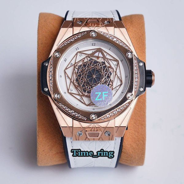 

zf edition 415.nx.1112.vr.mxm16 geometric patterns dial rose gold steel case japan miyota automatic movement leather strap watches, Slivery;brown