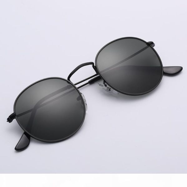 

sunglasses round metal model uv400 sun glass lenses for men women with brown or black leather case, cloth, and all accessories, White;black