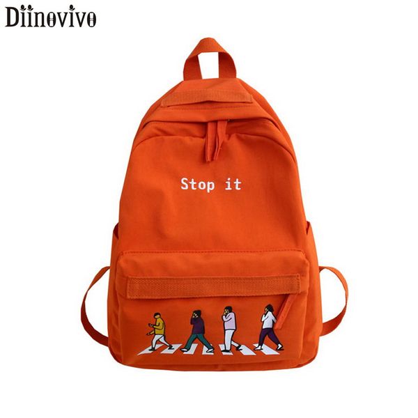

diinovivo retro cartoon printing backpack women nylon backpack shoulder bags female school backpacks for teenage girls whdv1193