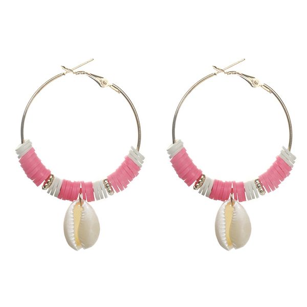 

earrings for women handmade shells pendant color soft ceramic earrings boho beach round, Golden;silver