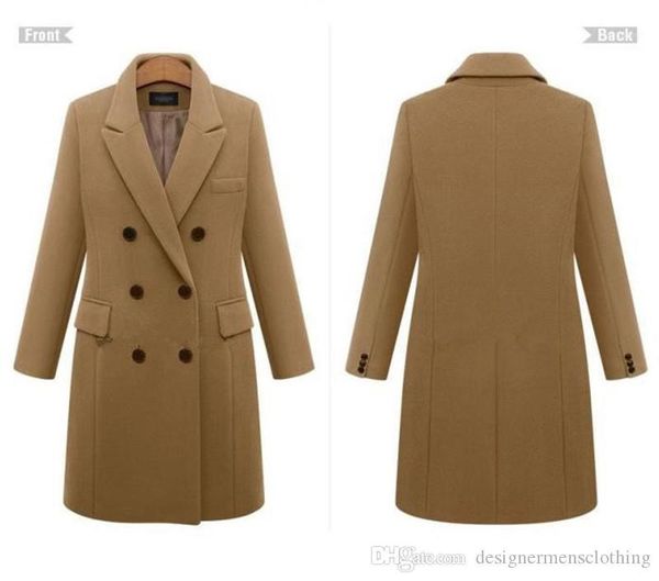 

длинные пальто плюс размер отворотом шеи длинным рукавом сплошной цвет толстые дамы blends куртки вскользь шерсти женщин женский сыпучие вер, Black