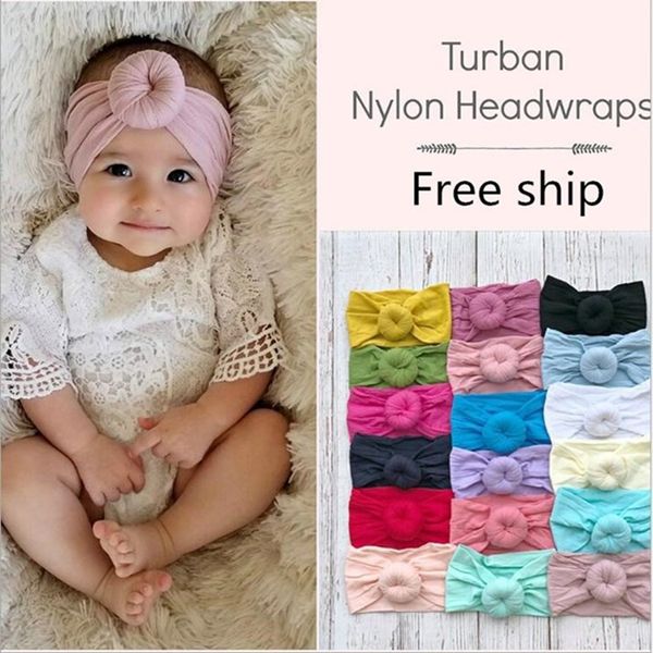

baby donut headband soft stretchy nylon turban headbands fashion hair band bun headwrap bandanas boutique kids girls hair accessories wy624, Slivery;white