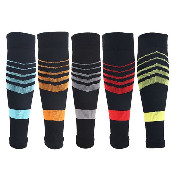 

2 pcs lengthen compression basketball football cycling socks knee calf knitted sleeves, Black;gray