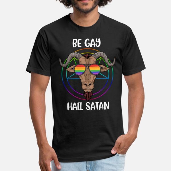

satanism lgbt satan gay homosexual gift baphomet t shirt men knitted cotton crew neck letter famous funny spring kawaii shirt, White;black