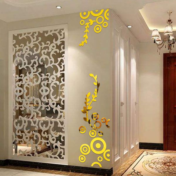 

wall sticker mirror art diy 3d removable living room circle ring crystal