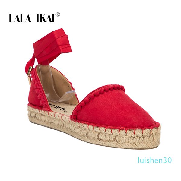 

espadrilles sandalias помпон mujer plataforma твердая рим sandale pompon перекрестная ремень женские летние сандалии 014a1692 -49 l30, Black